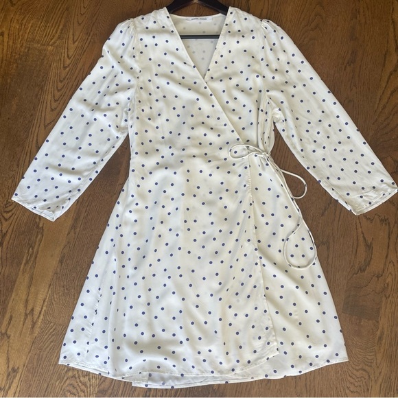 Samsoe Samsoe Britt s Wrap Dress Clematis Dot Mini Dress Size L - Picture 3 of 13